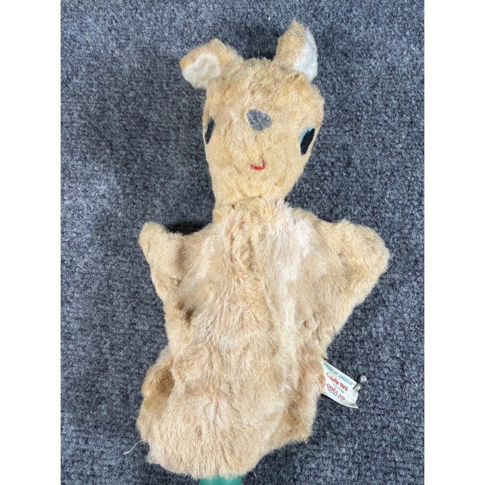 Vintage Douglas Cuddle Toys 1960s Tan Plush Rabbit Hand Puppet Made in USA